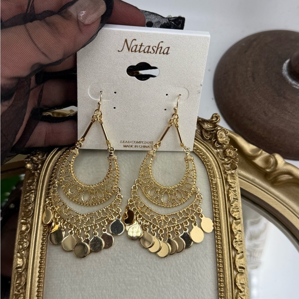 Natasha Gold Filigree Statement Earrings – Boho Chic Vibes! - Picture 7 of 8